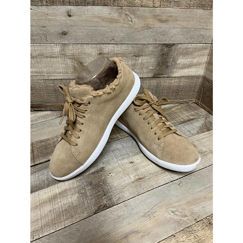 Cole Haan Suede Faux Fur Casual Sneakers Tan Women's Size 8